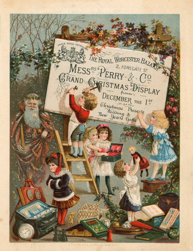 Annonse for The Royal Worcester Bazaar, 2 Foregate Street, London av English School