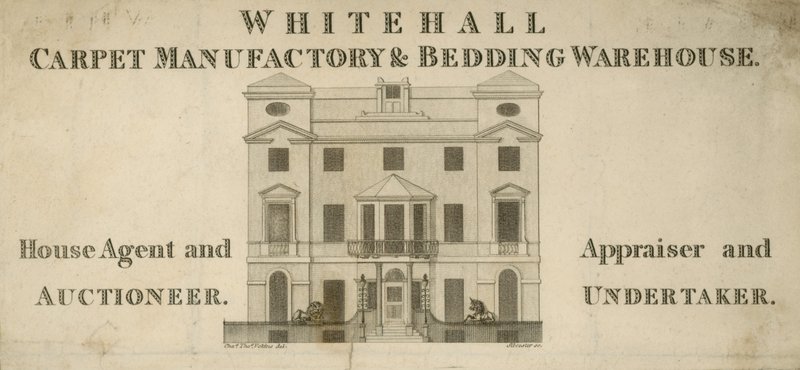 Annonse for Whitehall Teppefabrikk og sengetøylager av English School