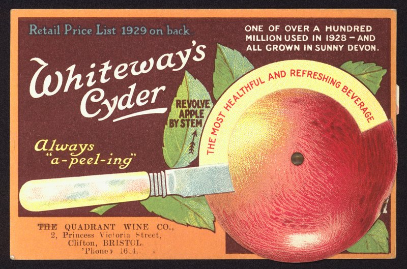 Annonse for Whiteways cider (chromolitho) av English School