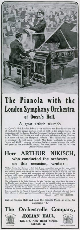 Reklame for pianola av English School