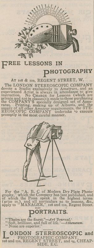 Annonse for London Stereoscopic and Photographic Company av English School
