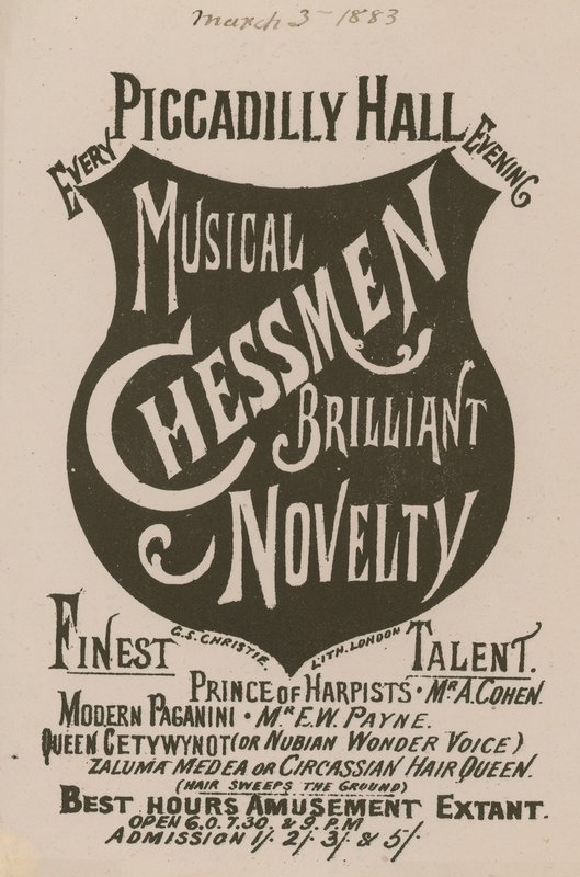 Annonse for Musical Chessmen Brilliant Novelty av English School