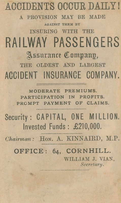 Annonse for Railway Passenger Assurance Company av English School