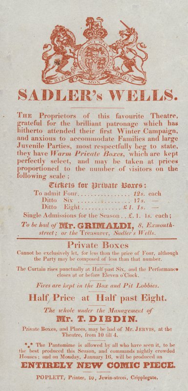 Annonse for Sadlers Wells Theatre av English School
