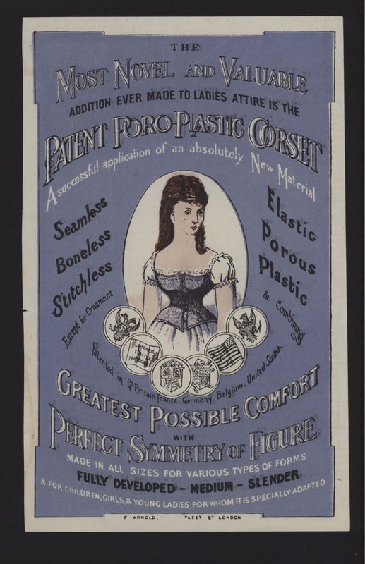 Annonse for patentet Poro-Plastic korsett (farge litho) av English School