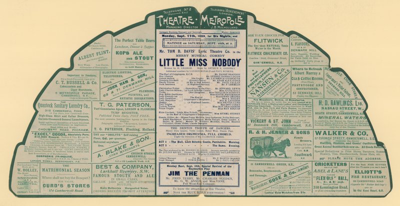 Reklamebrosjyre for Theatre Metropole, Peckham, London av English School
