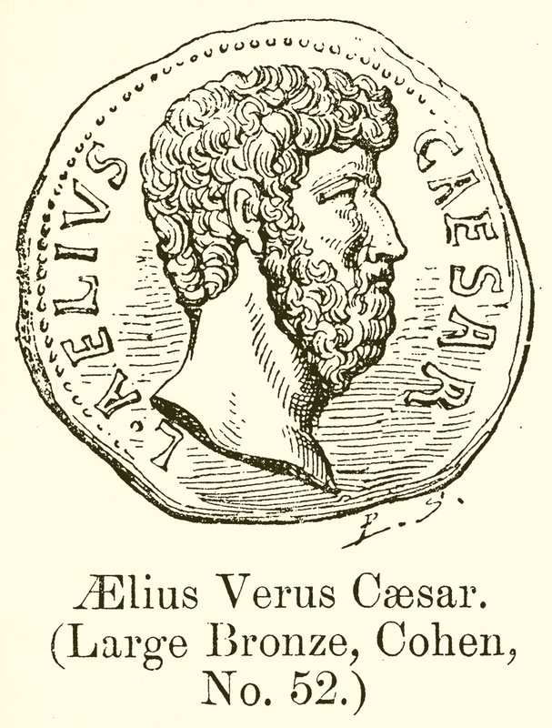 Aelius Verus Cæsar. (Stor bronse, Cohen, nr. 52) (gravering) av English School