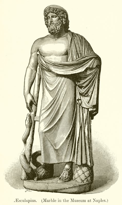Asklepios. (Marmor i museet i Napoli) (gravering) av English School