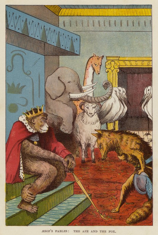 Aesop's Fables: The Ape and the Fox (chromolitho) av English School