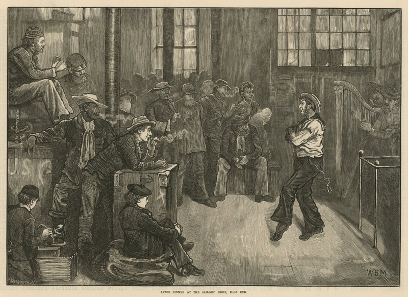 Etter middag på Sailors Home, East End, London av English School