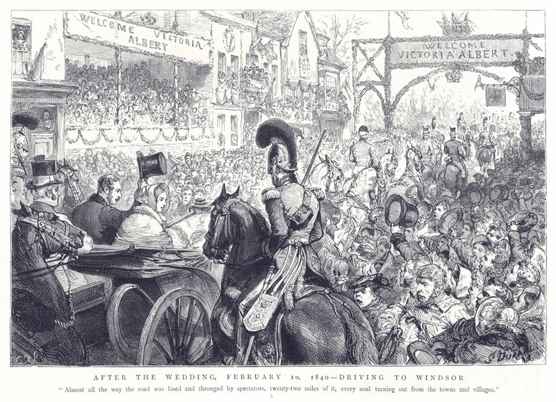 Etter bryllupet, 10. februar 1840, kjører til Windsor av English School