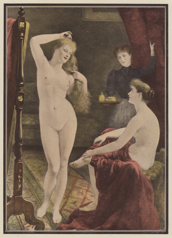 Etter badet (farge litho) av English School