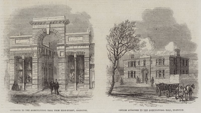 Agricultural Hall (gravering) av English School