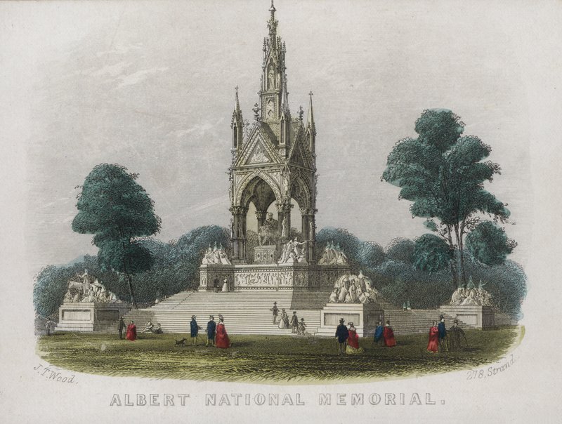 Albert Memorial, Kensington Gardens, London (farget gravering) av English School