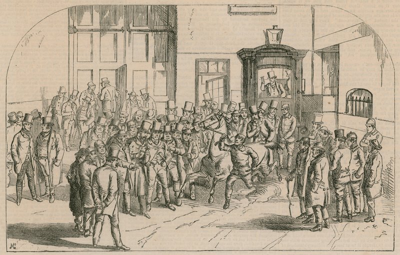 Aldridges Horse Repository, vestsiden av St Martins Lane, nær Long Acre av English School