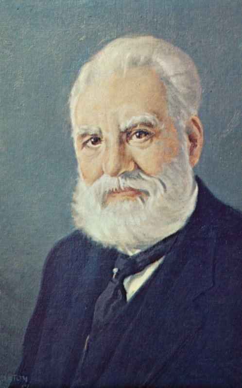 Alexander Graham Bell (1847–1922), skotsk vitenskapsmann og oppfinner (fargelitografi) av English School