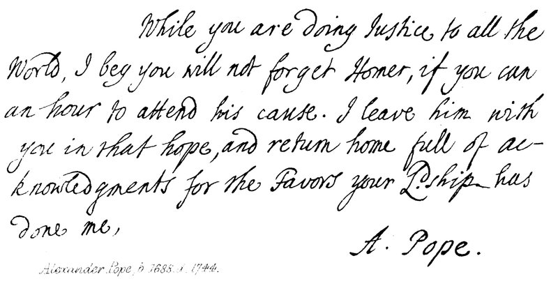 Alexander Pope (1688-1744), brev til jarl Halifax, 1714 av English School