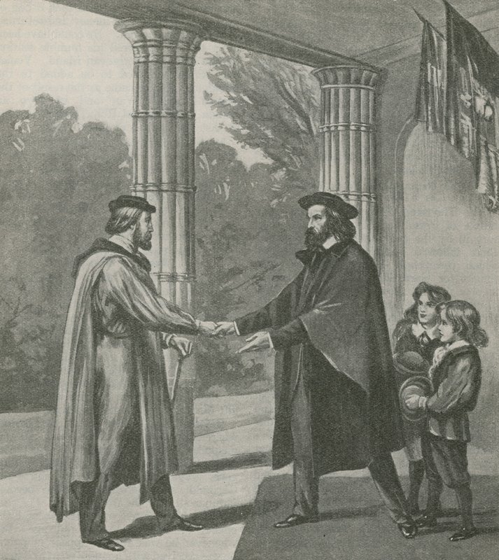 Alfred, Lord Tennyson, ønsker Giuseppe Garibaldi velkommen til sitt hjem på Isle of Wight av English School