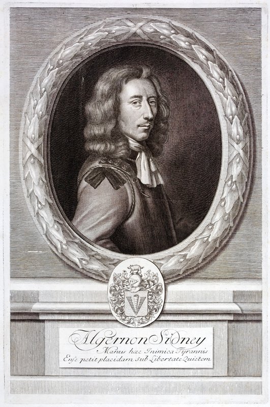 Algernon Sidney , engelsk republikansk politisk teoretiker og soldat (gravering) av English School