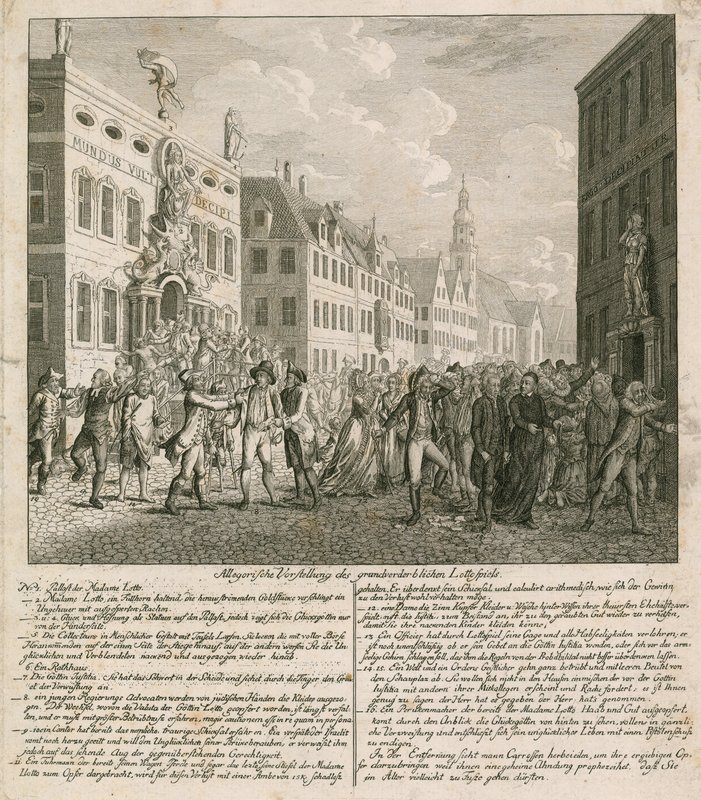 Allegorisk representasjon av den store lotteri-illusjonen av English School
