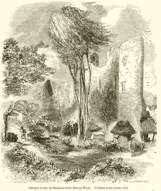 Allington Castle, residensen til Sir Thomas Wyatt. Forspilt til kronen, 1554 av English School