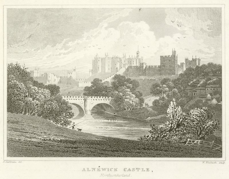 Alnwick Castle, Northumberland (gravering) av English School