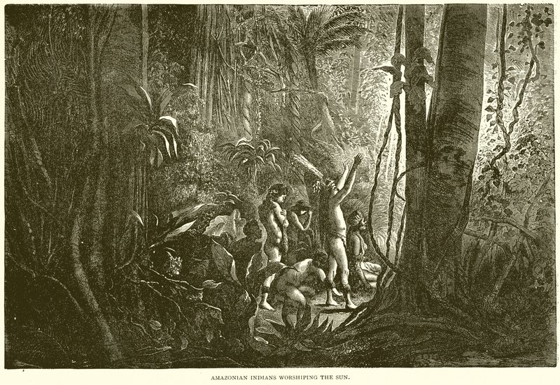 Amazonas-indianere som tilber solen av English School