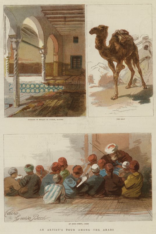 En kunstnertur blant araberne (fargegravering) av English School