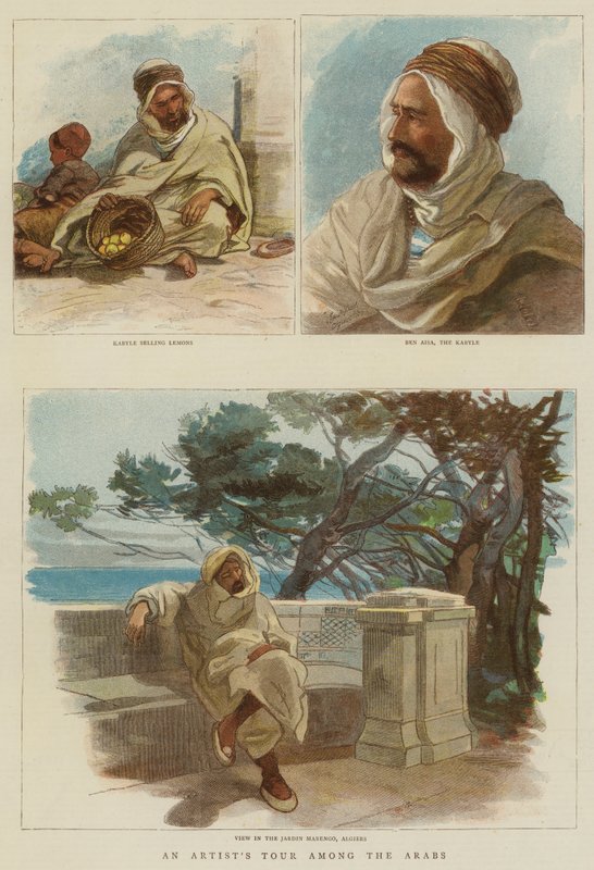 En kunstnertur blant araberne (fargegravering) av English School