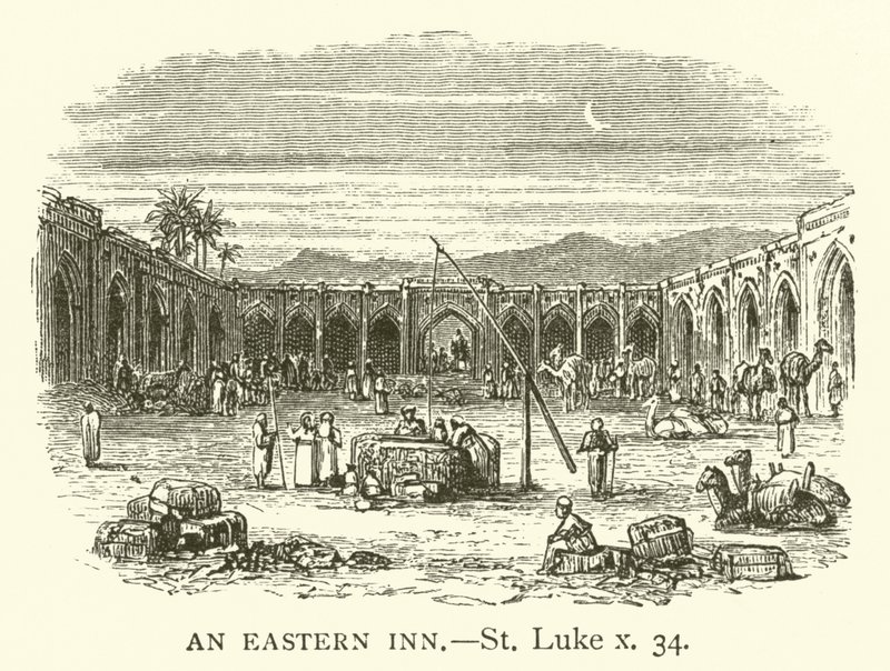 An Eastern Inn, St Luke, x, 34 (gravering) av English School