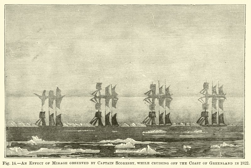 An Effect of Mirage observert av kaptein Scoresby, mens han cruiset utenfor kysten av Grønland i 1822 av English School