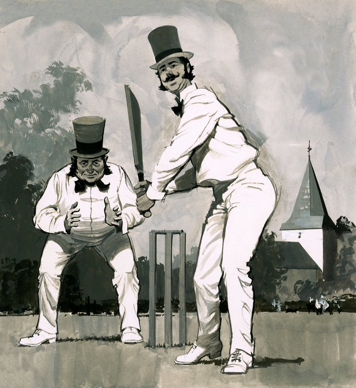 En tidlig viktoriansk cricketspiller av English School