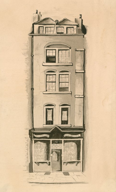 En original akvarelltegning av 18 Strand, Westminster, London, fødestedet til Charles Matthews, komiker (wc på papir) av English School
