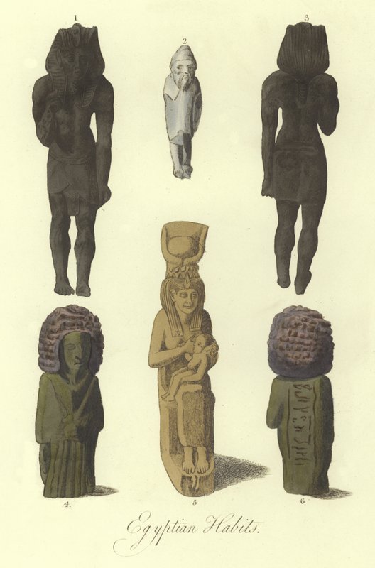 Gamle egyptiske statuer eller figurer av English School