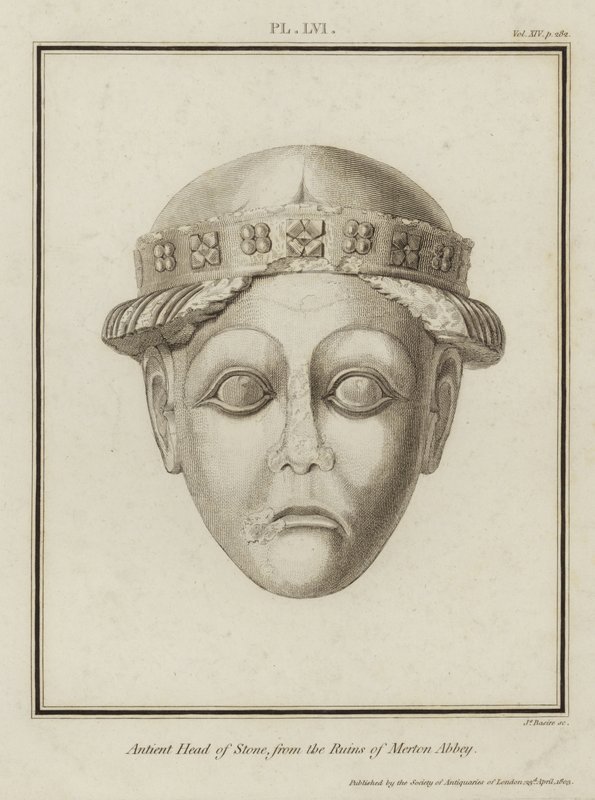 Ancient Head of Stone, fra ruinene av Merton Abbey av English School