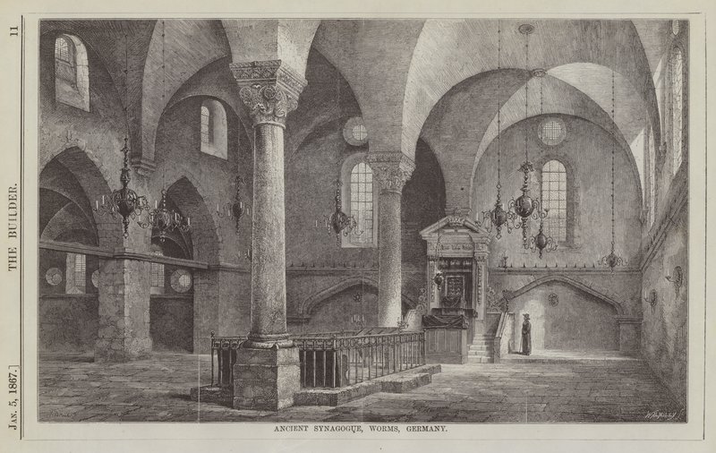 Ancient Synagogue, Worms, Tyskland (gravering) av English School