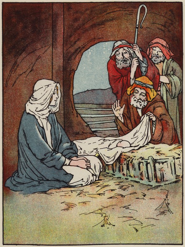 Og vuggen hans var en bås (farge litho) av English School