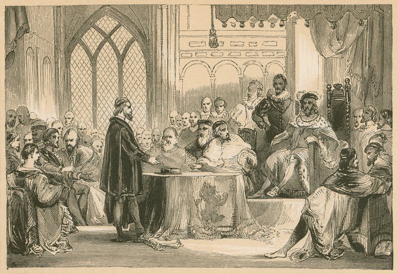 Andrew Melville foran King and Privy Council av English School