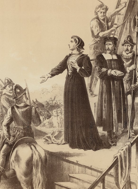 Ann Line, "Hun erklærte for de som står forbi med høy stemme" (litho) av English School