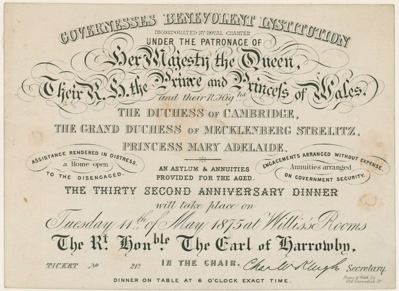 Jubileumsmiddag for Governesses Benevolent Institution, 1875 av English School