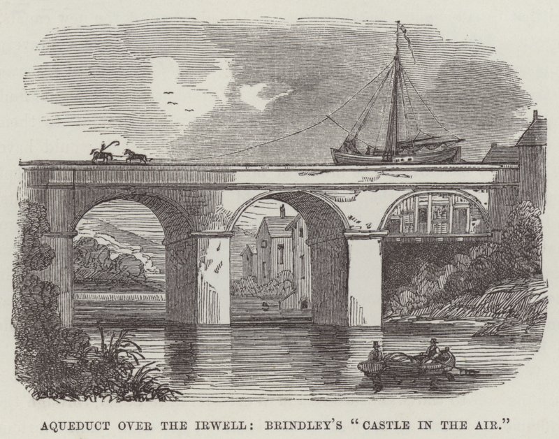 Akvedukt over Irwell, Brindleys "luftslott" (gravering) av English School