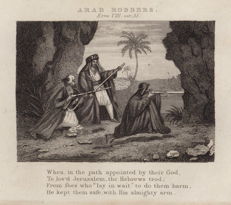 Arabiske røvere, Ezra VIII, ver 31 (gravering) av English School