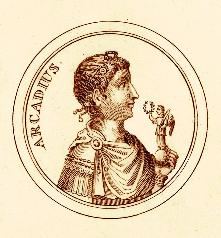 Arcadius, illustrasjon fra The Universal Historical Dictionary av George Crabb, utgitt 1825 (digitalt forbedret bilde) av English School