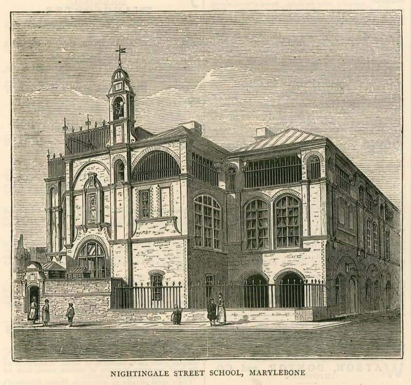 Arkitektur til London School Board: Nightingale Street School, Marylebone, London av English School