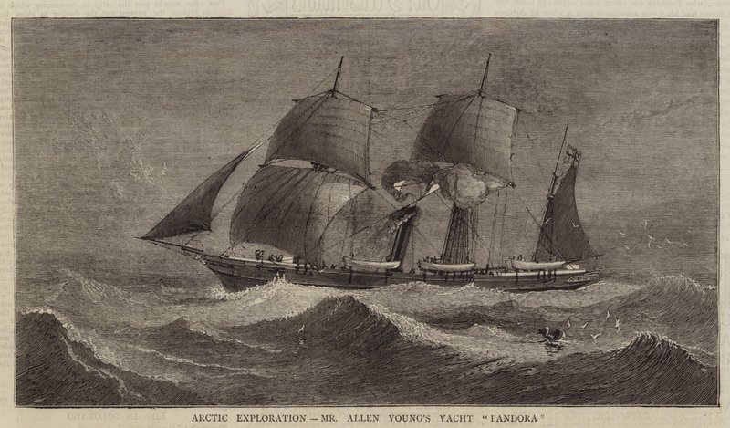 Arctic Exploration, Mr Allen Youngs yacht "Pandora" (gravering) av English School