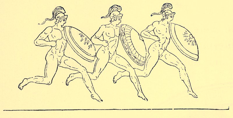 Armed Race, illustrasjon fra History of Greece av Victor Duruy, 1890 (digitalt forbedret bilde) av English School