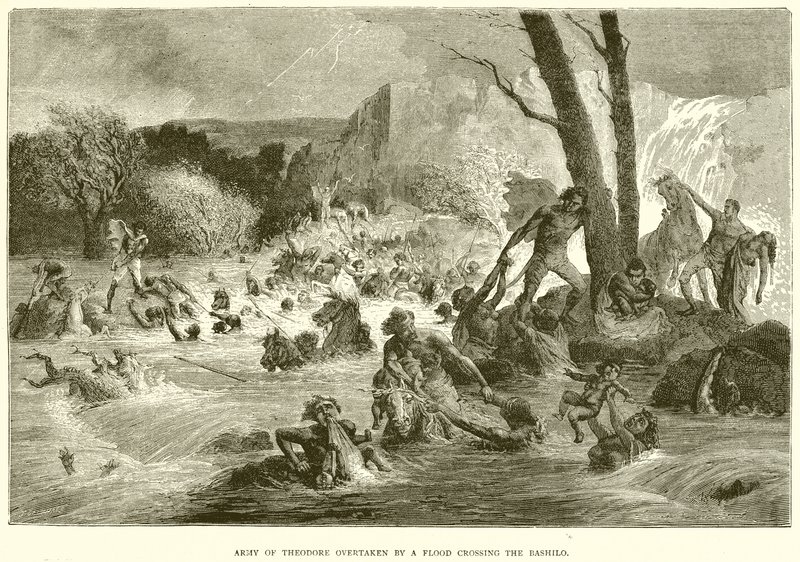 Army of Theodore innhentet av en flom som krysser Bashilo av English School