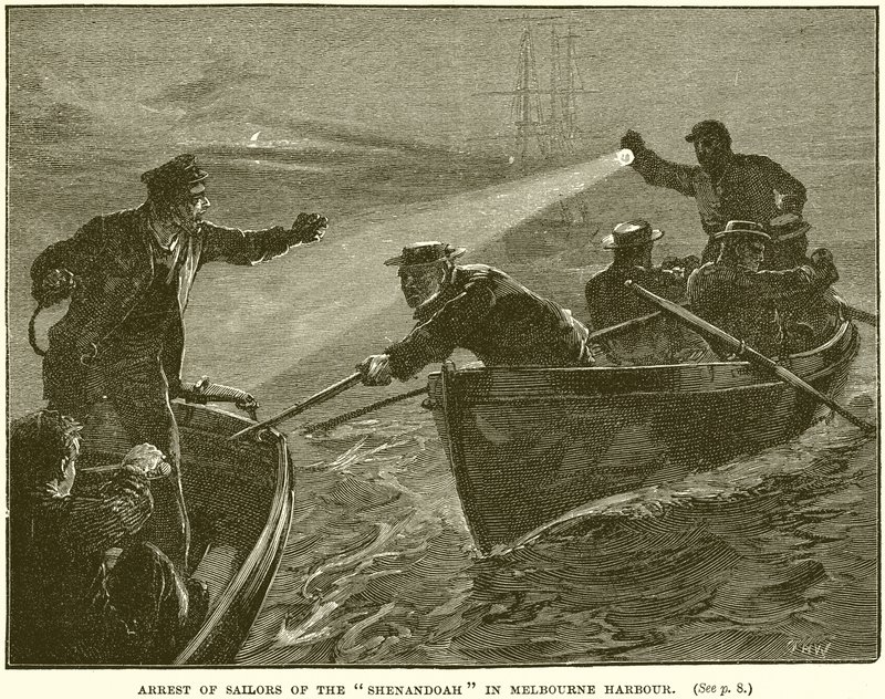 Arrestasjon av Sailors of the Shenandoah i Melbourne havn av English School