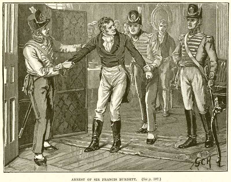 Arrestasjon av Sir Francis Burdett av English School