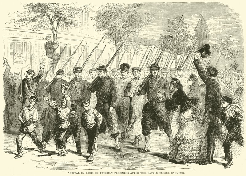 Ankomst til Paris av prøyssiske fanger etter slaget før Bagneux, oktober 1870 av English School